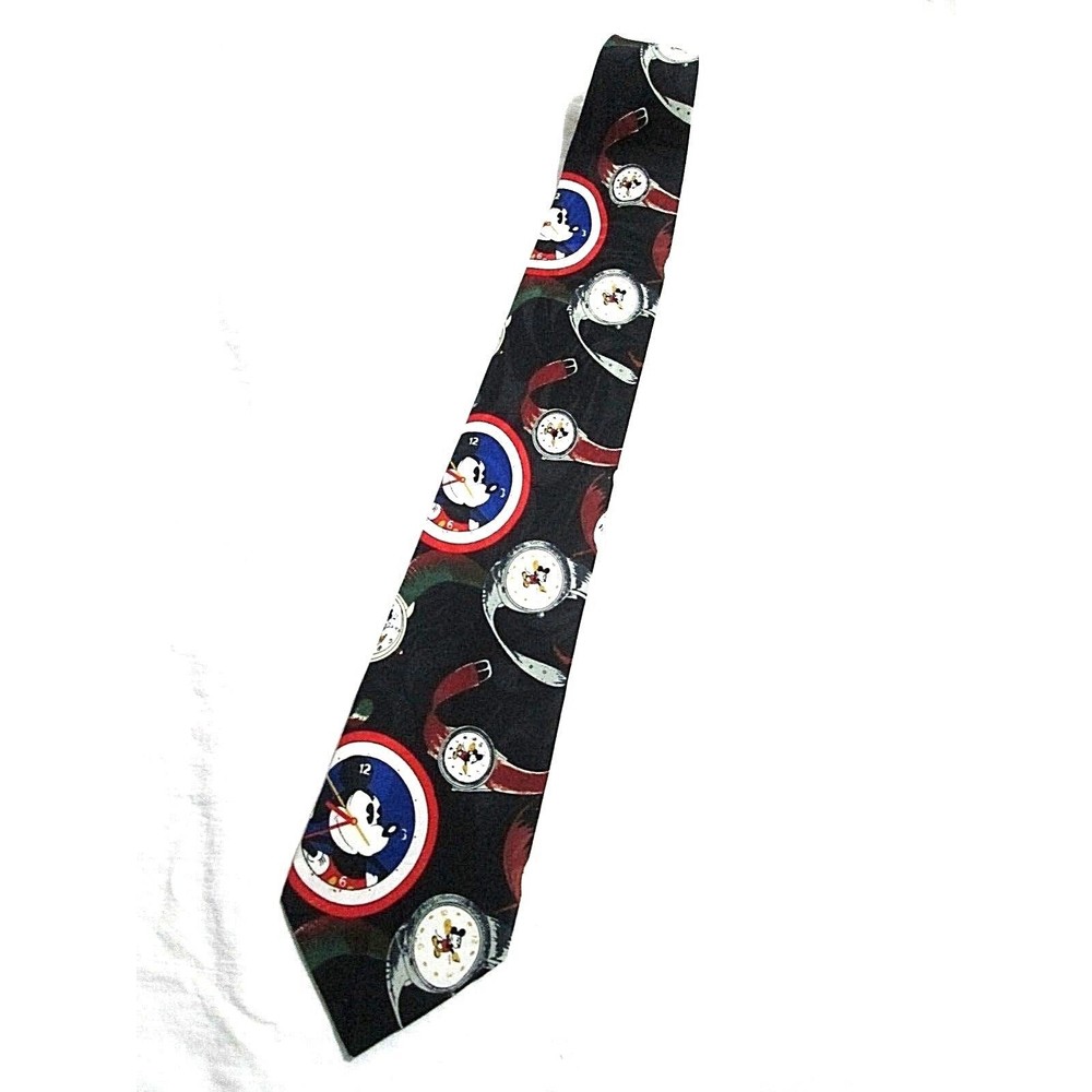 Mickey Mouse Disney Tie Black/Red/Yellow Clock Watch Pattern Accessories